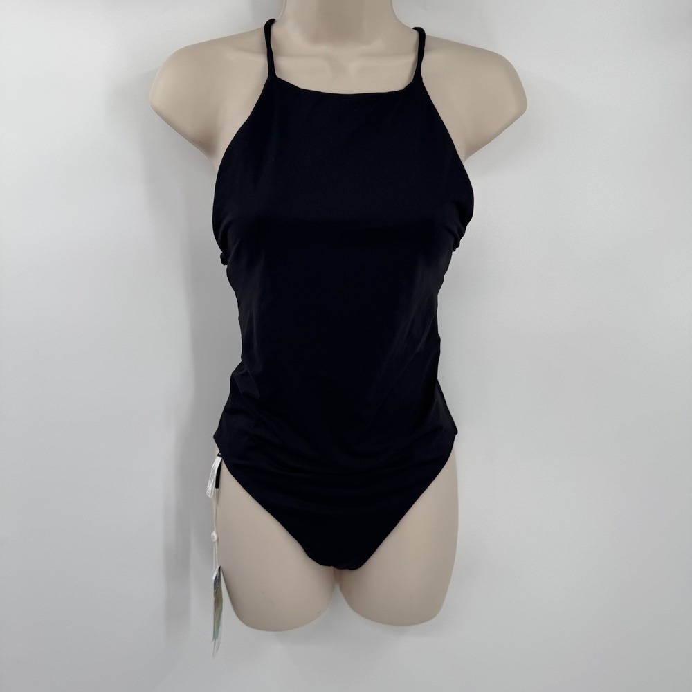 skin Worldwide Swimsuit Womens XS Black Nylon One Piece Criss Cross Beach UPF 50
